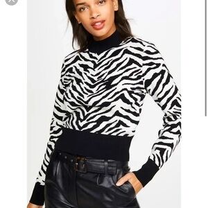 A.L.C. l Lola Zebra Pattern Mock Neck Pullover